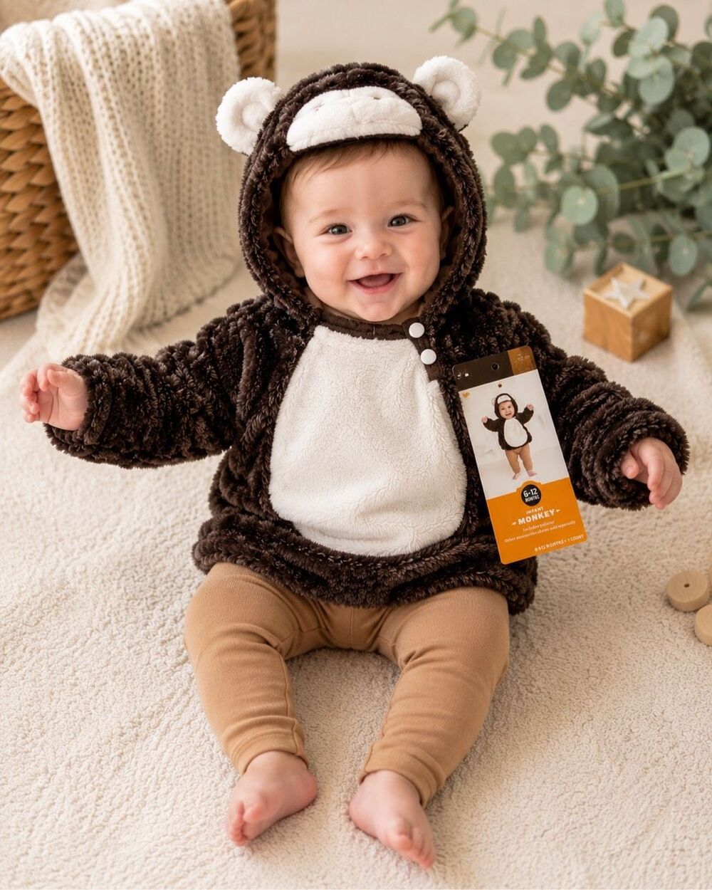 Hyde and Eek Boutique Infant Monkey Costume Pullover Size 6-12 Months
